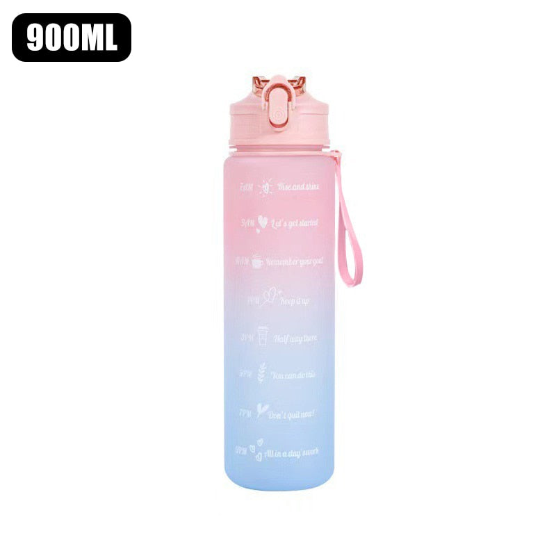 Trinkflasche Sport Motivation Uhrzeiten - 900 ml BPA Free