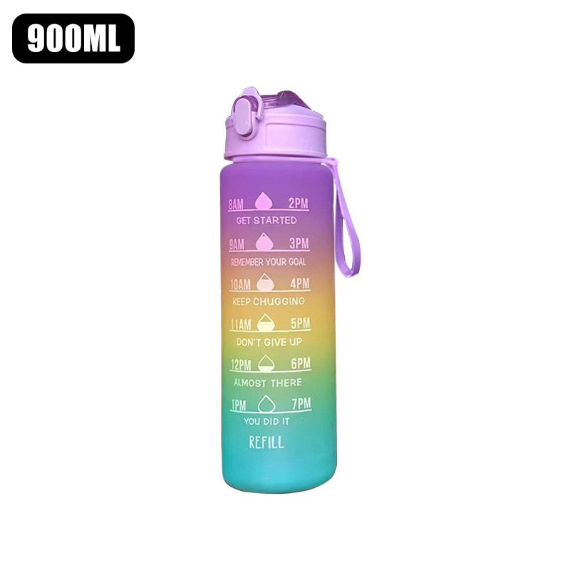 Trinkflasche Sport Motivation Uhrzeiten - 900 ml BPA Free