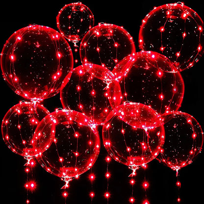 3 rot leuchtende LED Luftballons Bobo Luftballons Blasenballons