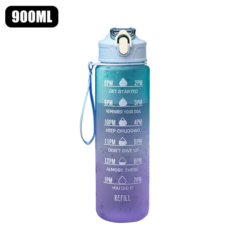 Trinkflasche Sport Motivation Uhrzeiten - 900 ml BPA Free