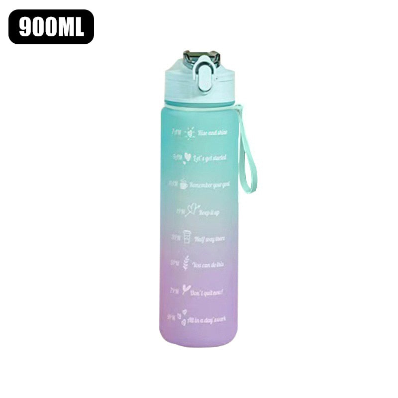 Trinkflasche Sport Motivation Uhrzeiten - 900 ml BPA Free