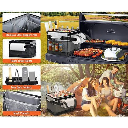 multifunktionale Kühlbox Picknickkorb Grill Picknick Caddy für Outdoor Camping Grillzubehör Camping-Organizer Picknick Aufbewahrungstasche